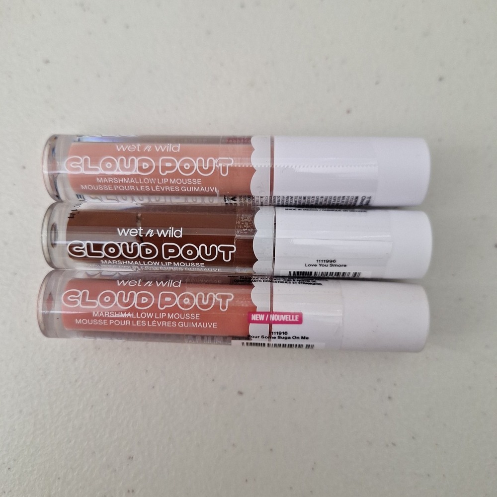 3-Wet n Wild Mega Clout Pout Marshmallow Lip Mousse, Pour Sugar, Chaser, Smore